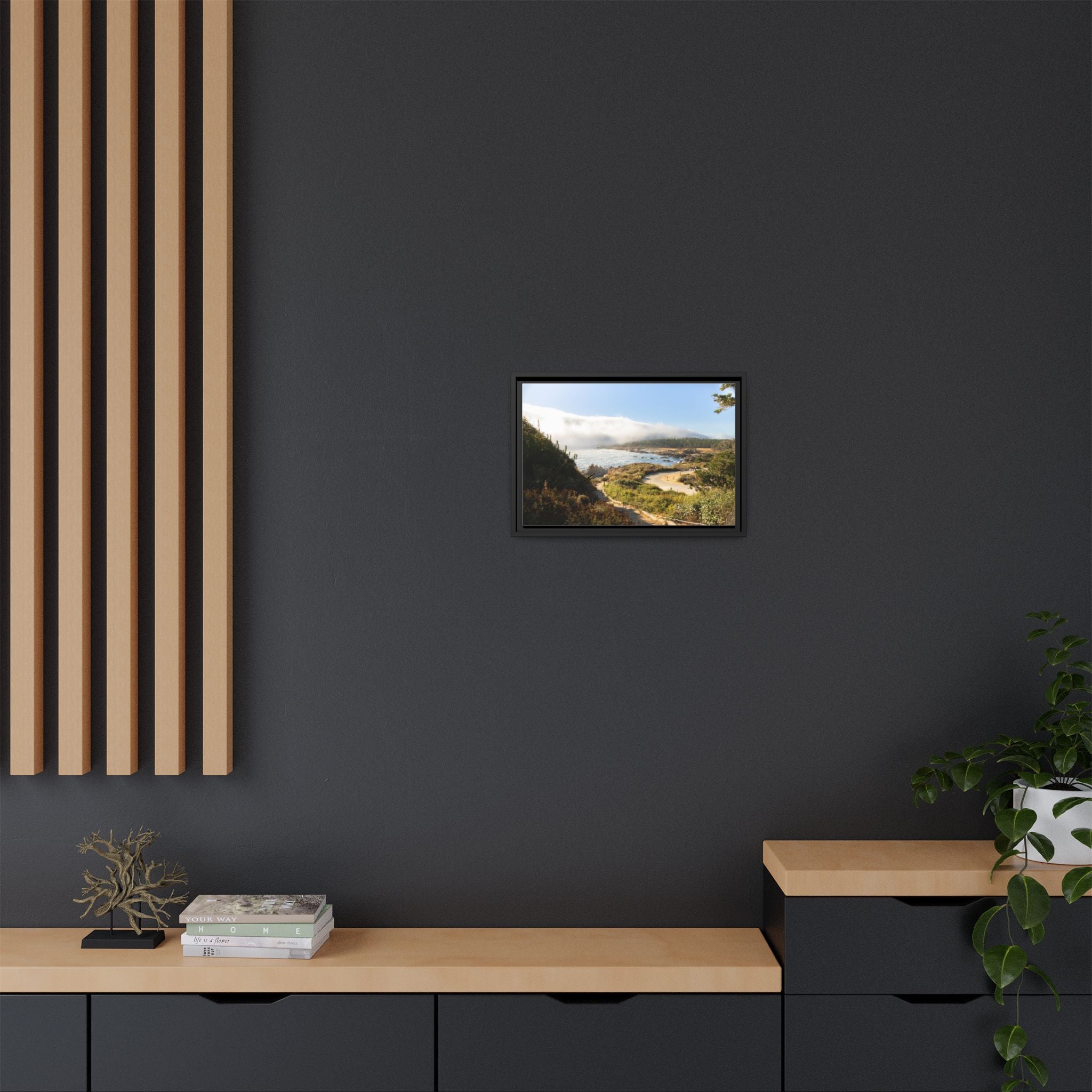 Coastal Mist Beach Landscape Canvas Framed