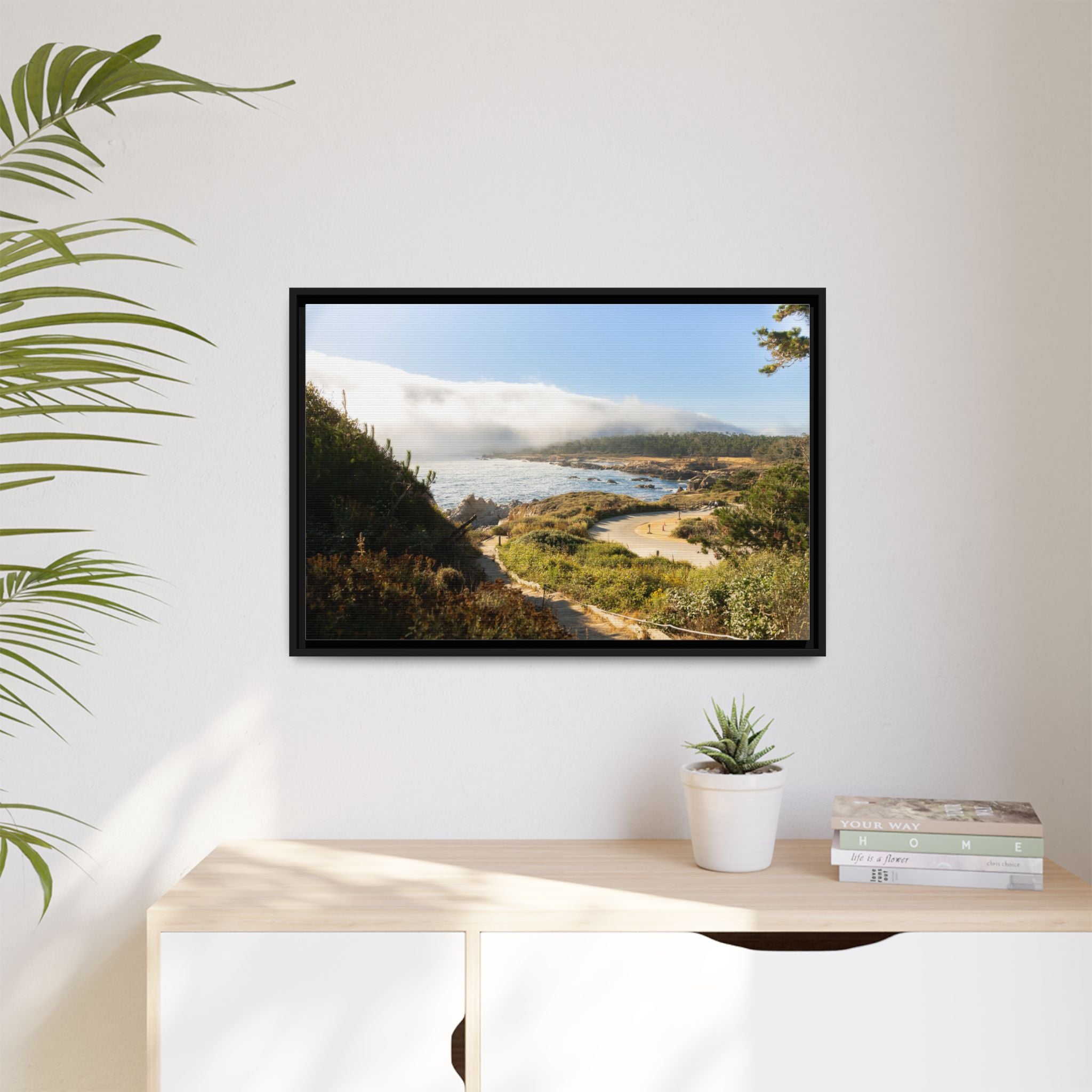 Coastal Mist Beach Landscape Canvas Framed