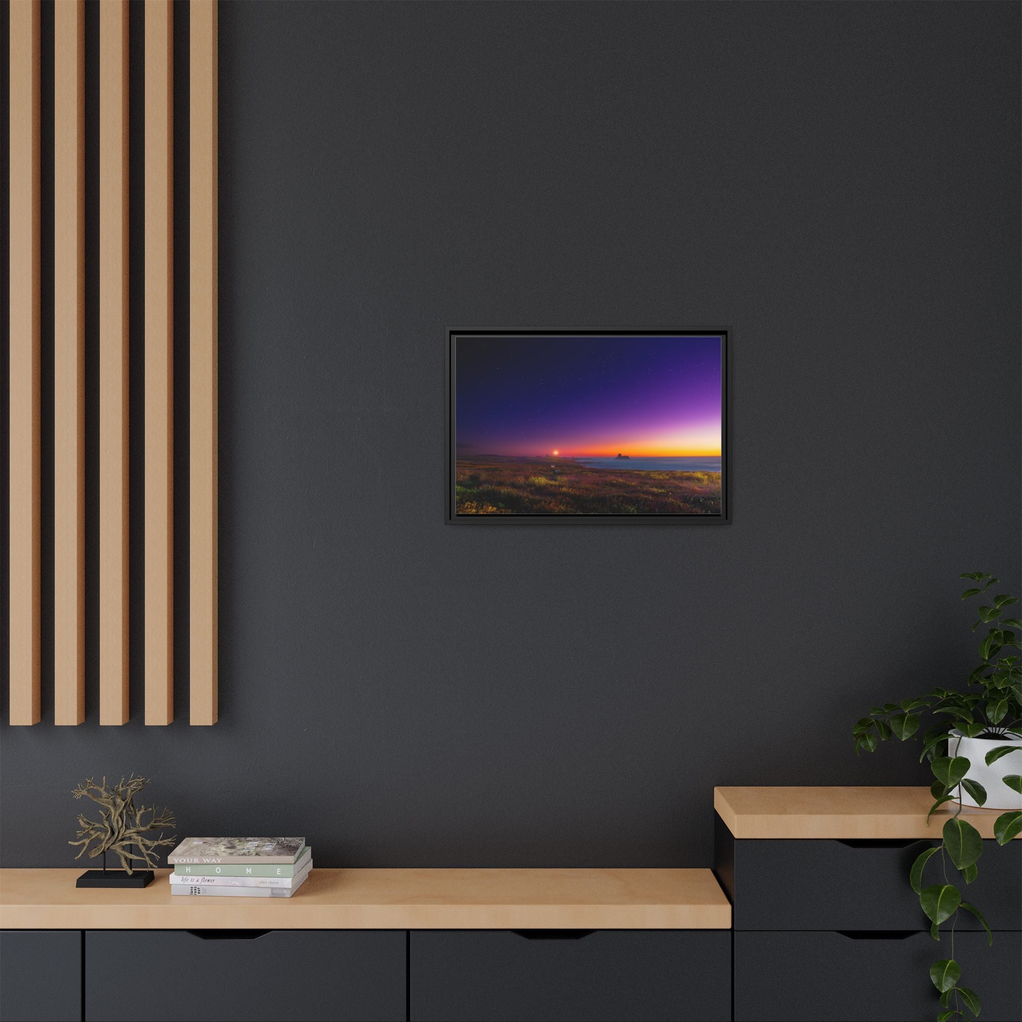Northern California Coastal Sunset Lighthouse Canvas Framed