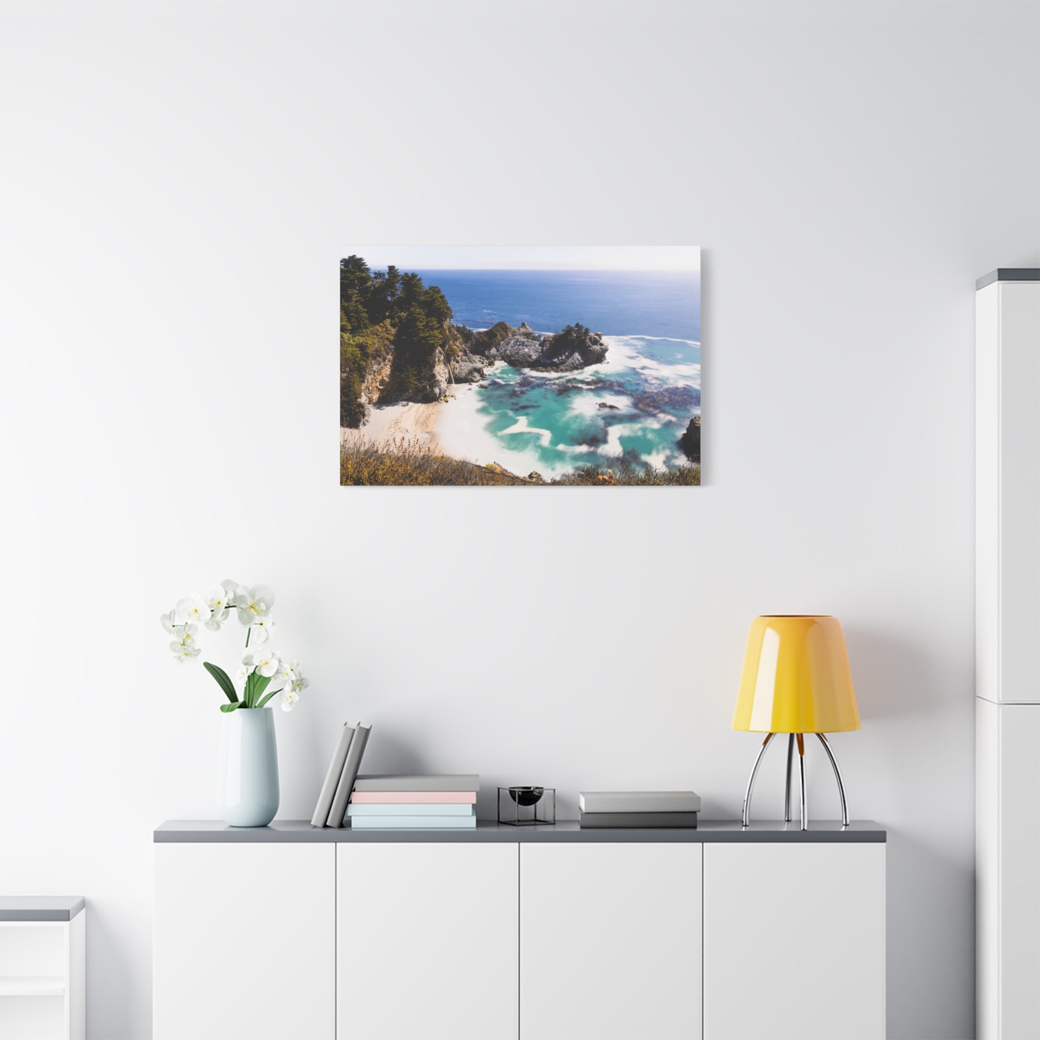 Northern California Cove Waterfall Landscape Matte Canvas