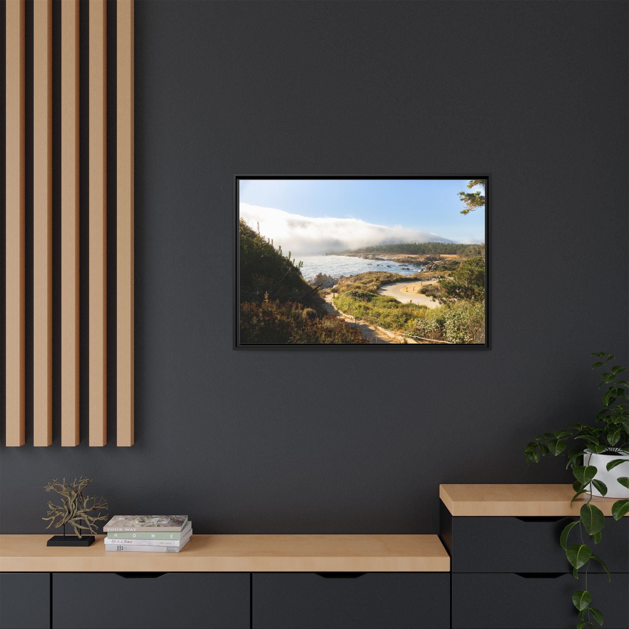 Coastal Mist Beach Landscape Canvas Framed
