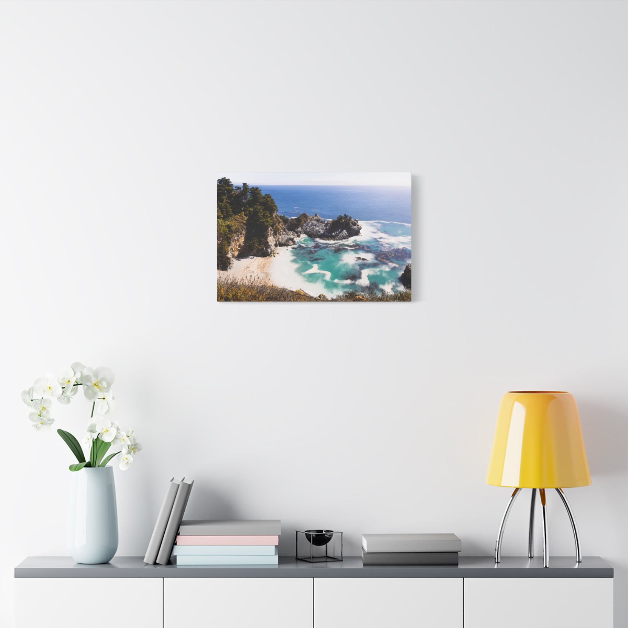 Northern California Cove Waterfall Landscape Matte Canvas