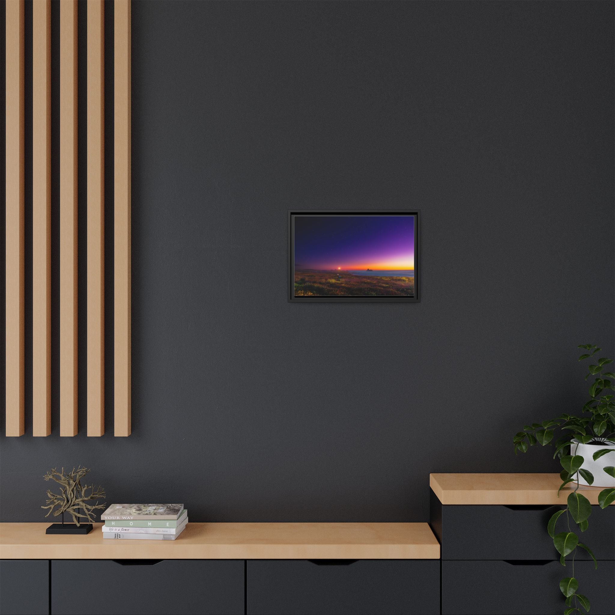 Northern California Coastal Sunset Lighthouse Canvas Framed