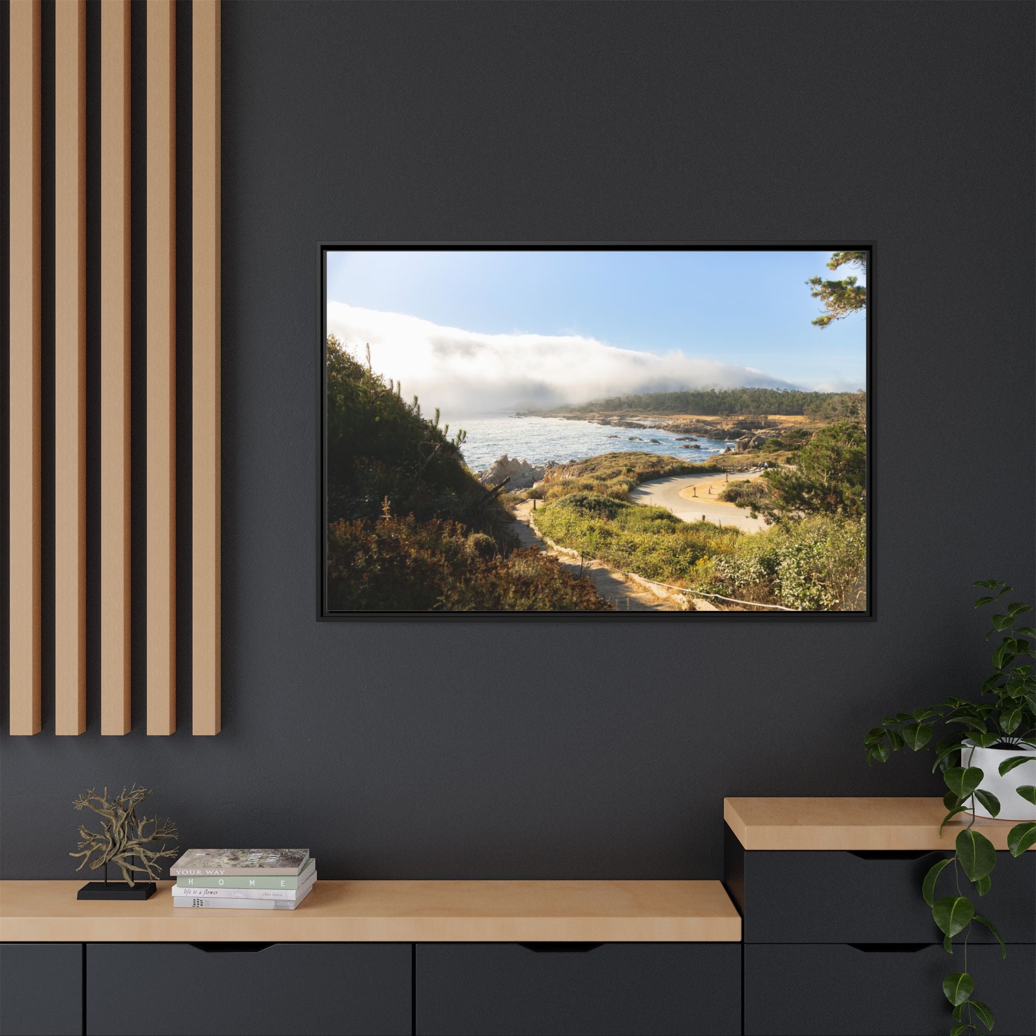 Coastal Mist Beach Landscape Canvas Framed