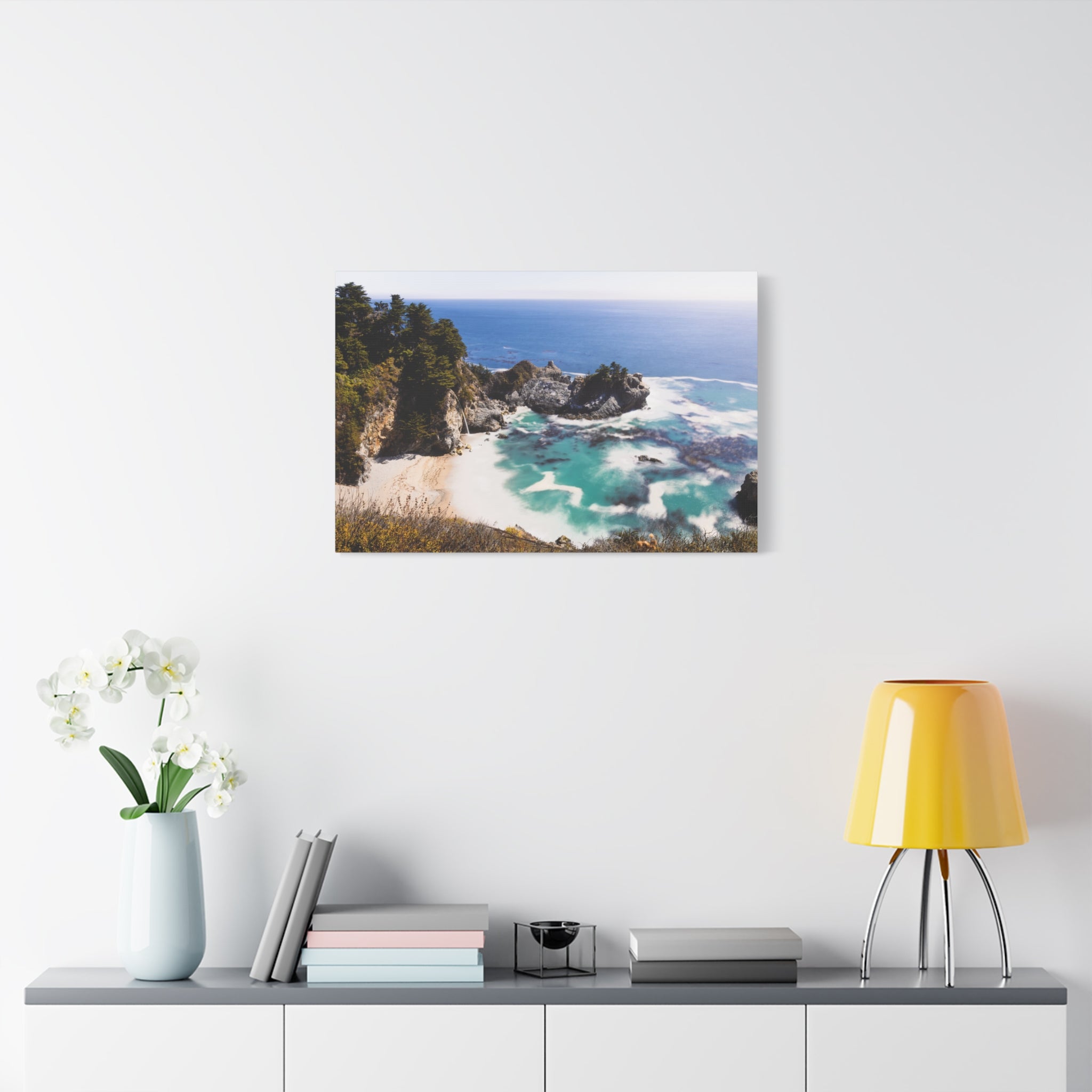 Northern California Cove Waterfall Landscape Matte Canvas