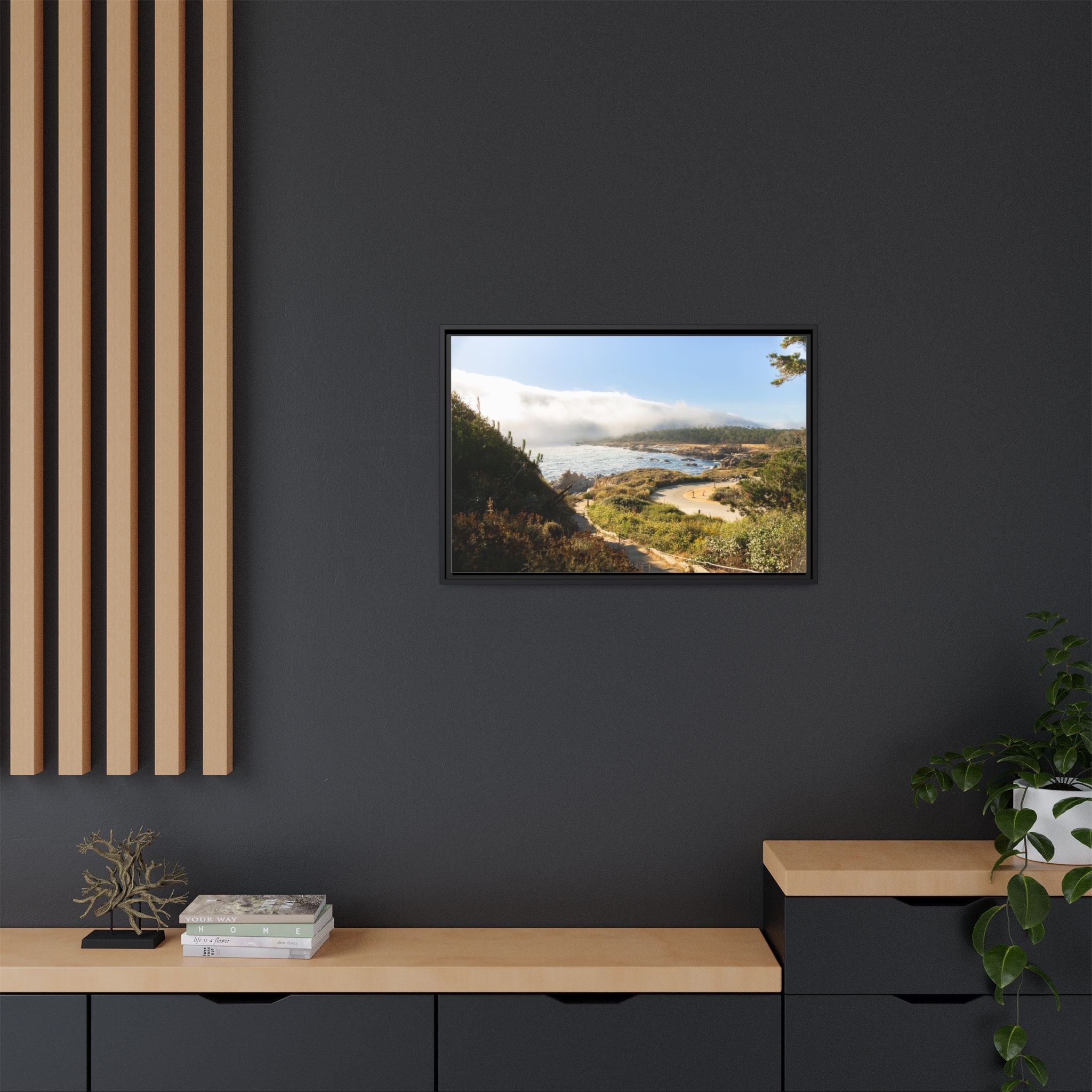 Coastal Mist Beach Landscape Canvas Framed