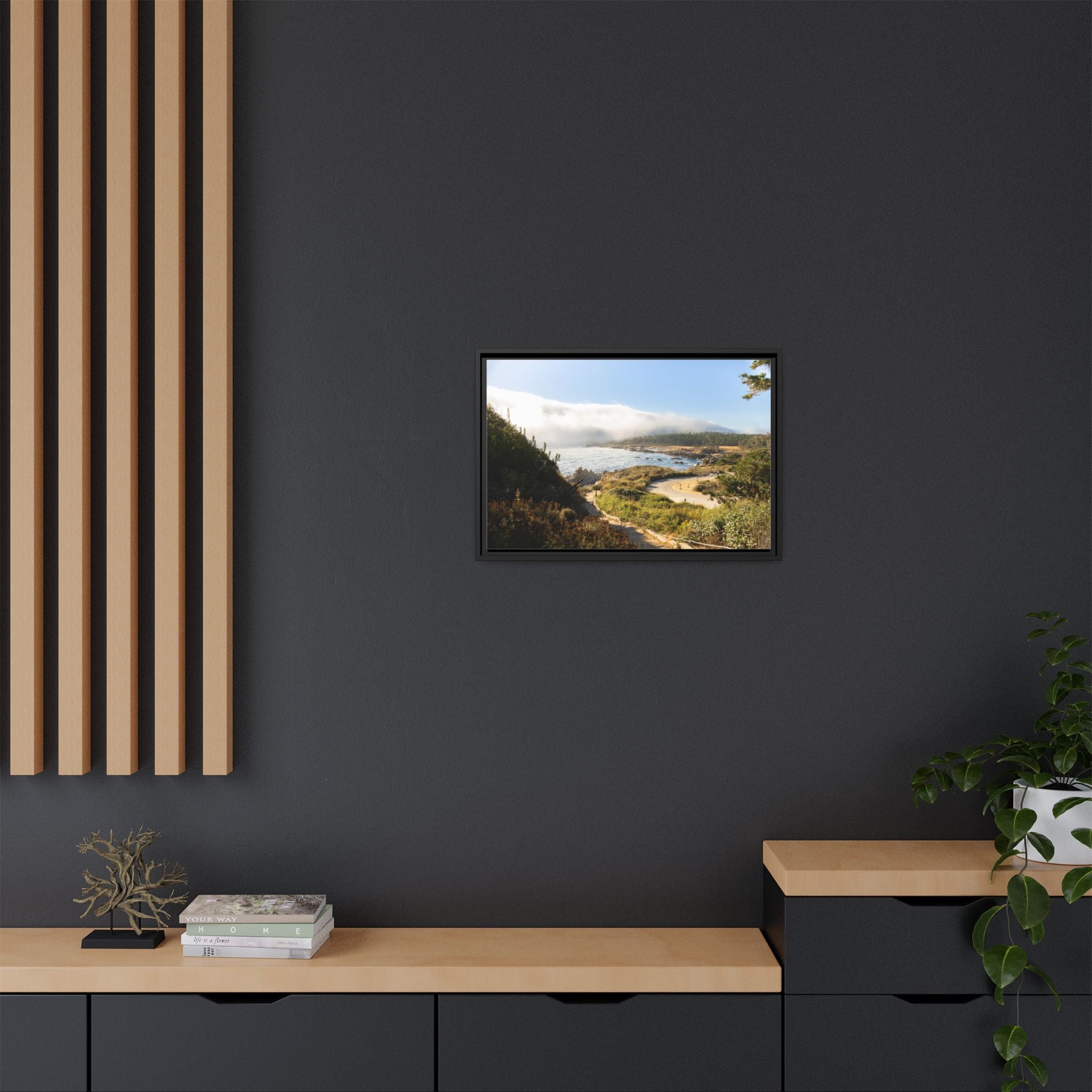Coastal Mist Beach Landscape Canvas Framed